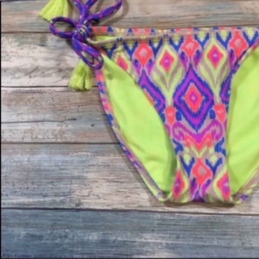Xhilaration Bikini Bottoms XS Tie Side Tassel Multicolor Swimwear Women - Picture 3 of 4